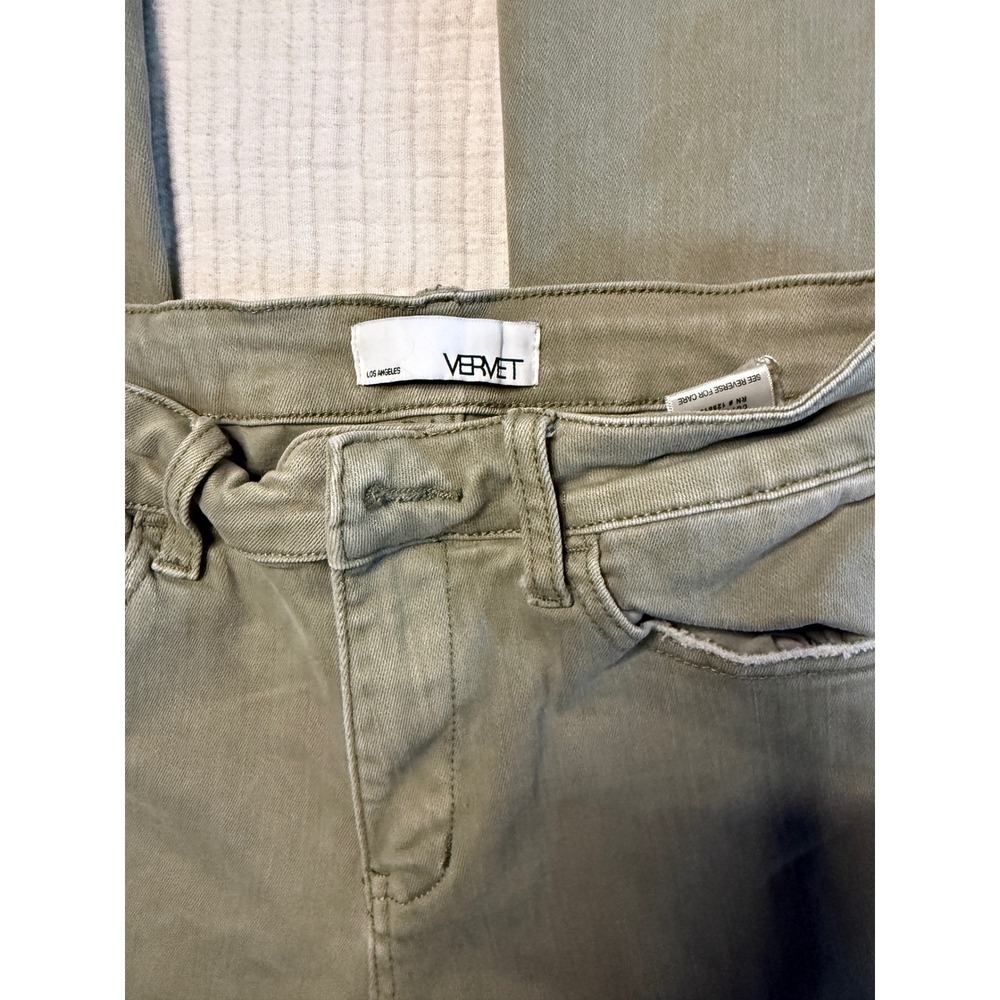 Vervet High Rise Super Flare Jean Olive Size 27 - Picture 3 of 6